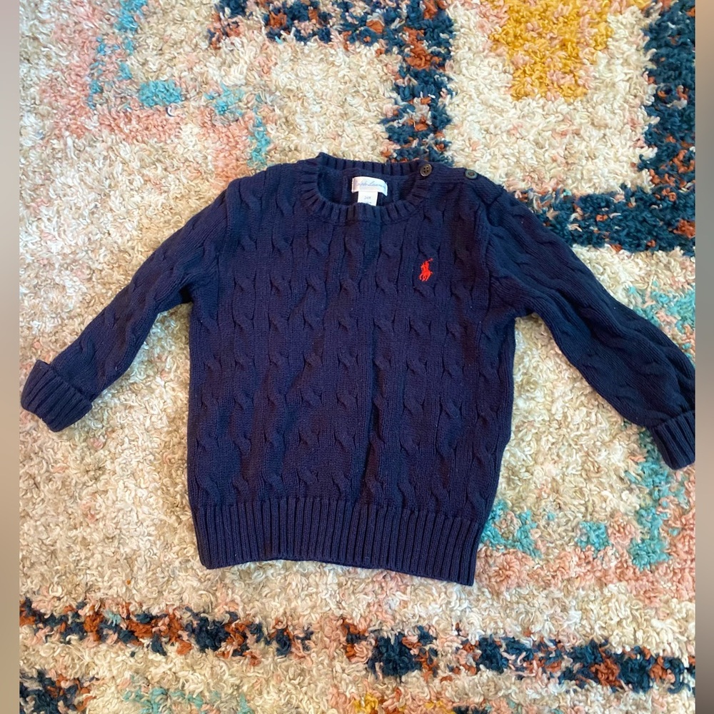 Toddler/Baby Ralph Lauren Cable Knit Navy Blue Sweater